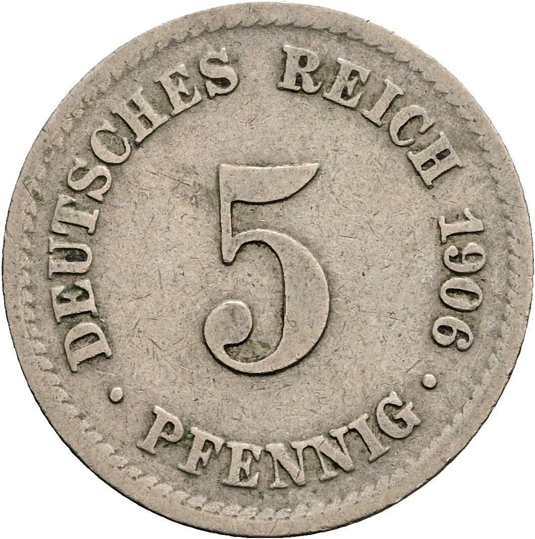 5 Pfennig 1906 A – Vorderseite