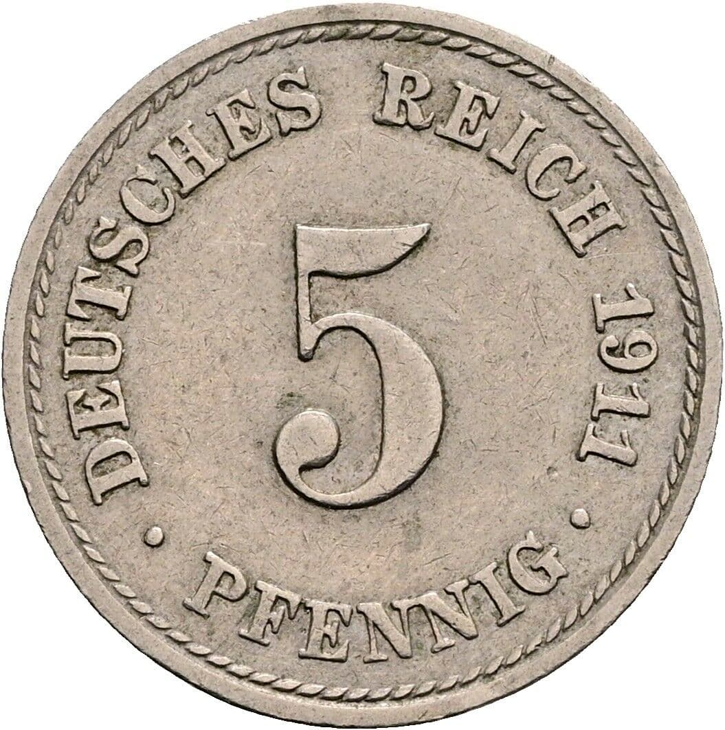 5 Pfennig 1911 A – Vorderseite