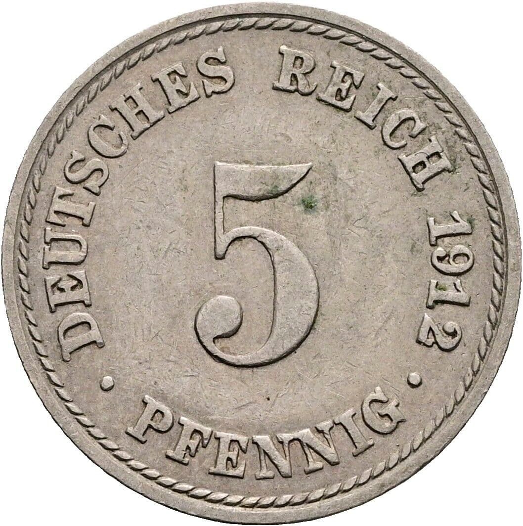 5 Pfennig 1912 A – Vorderseite