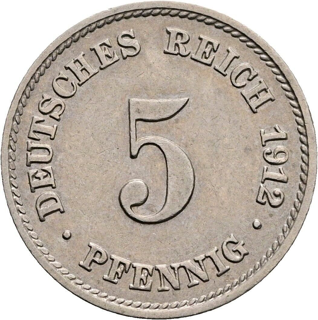 5 Pfennig 1912 E – Vorderseite
