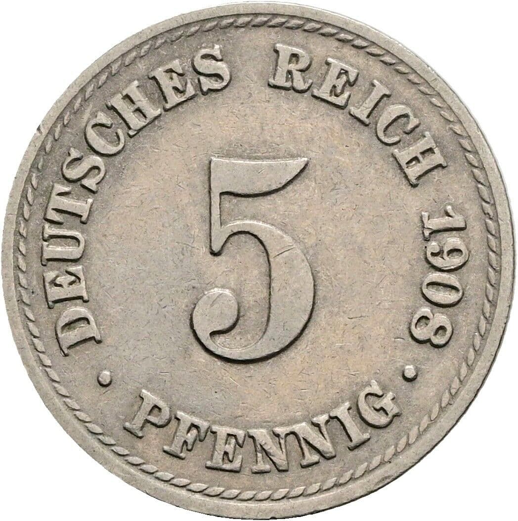 5 Pfennig 1908 A – Vorderseite