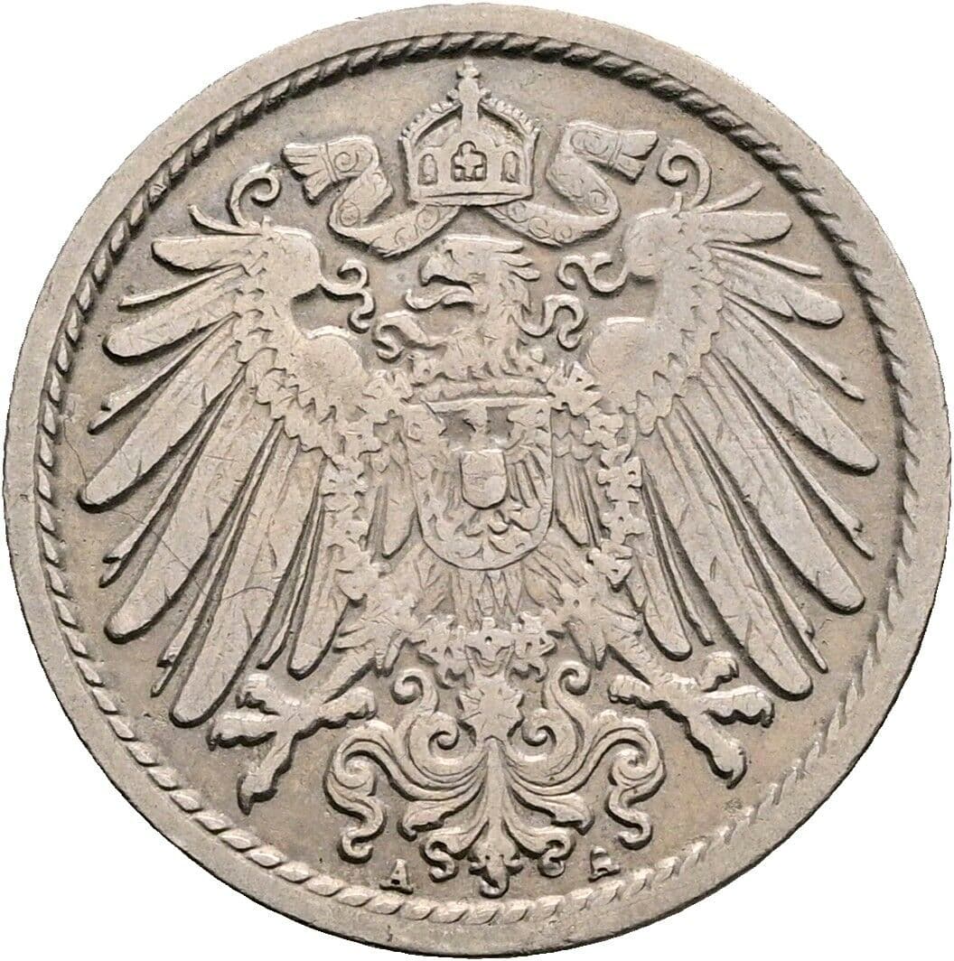 5 Pfennig 1908 A – Rückseite