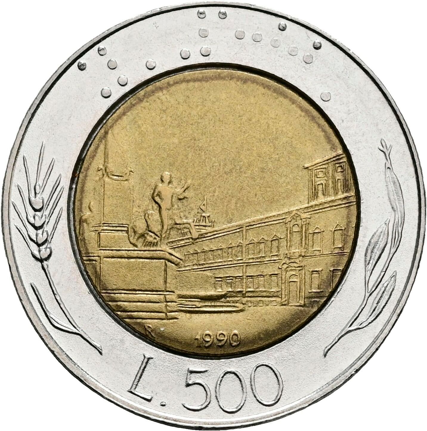 500 Lire 1990 – Rückseite