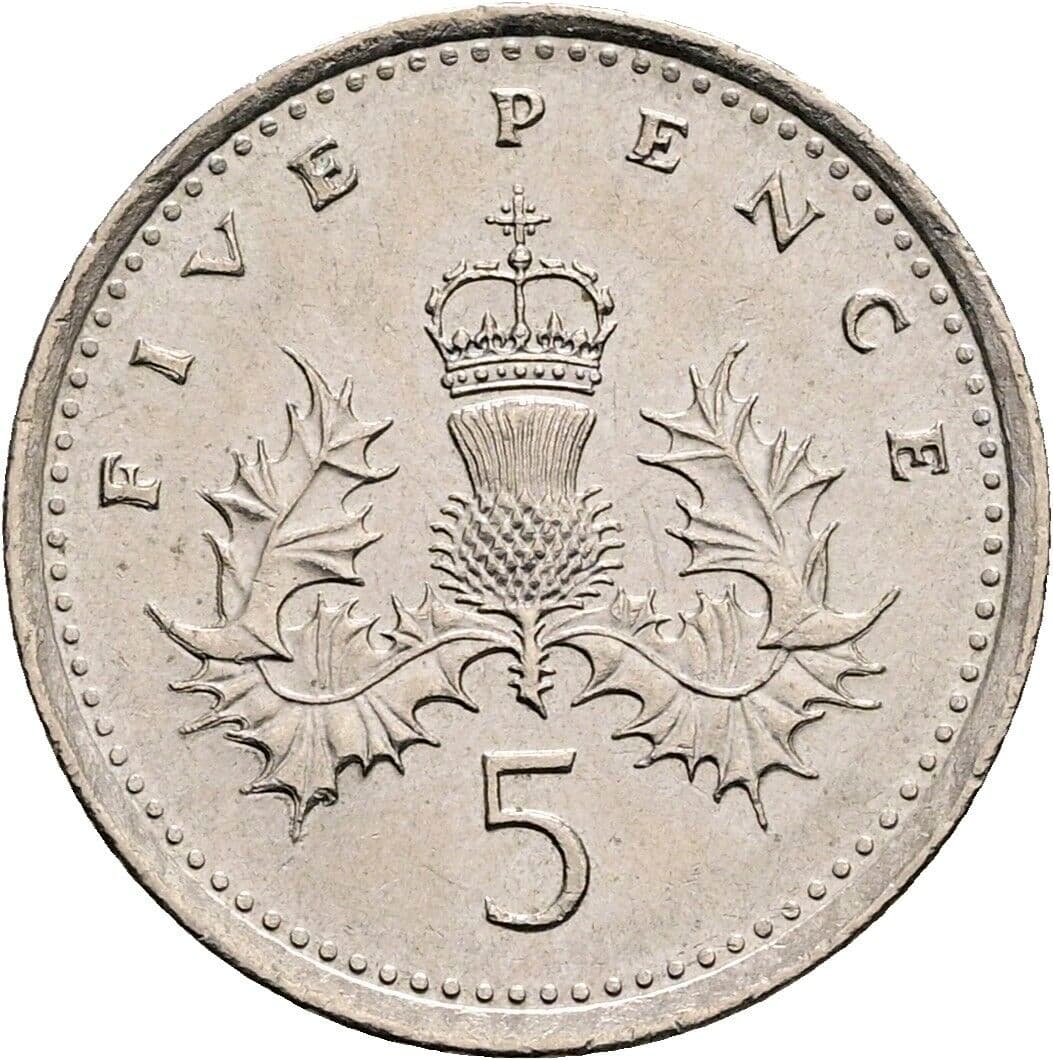 5 Pence Elisabeth II. 1952-2022 1992 – Rückseite