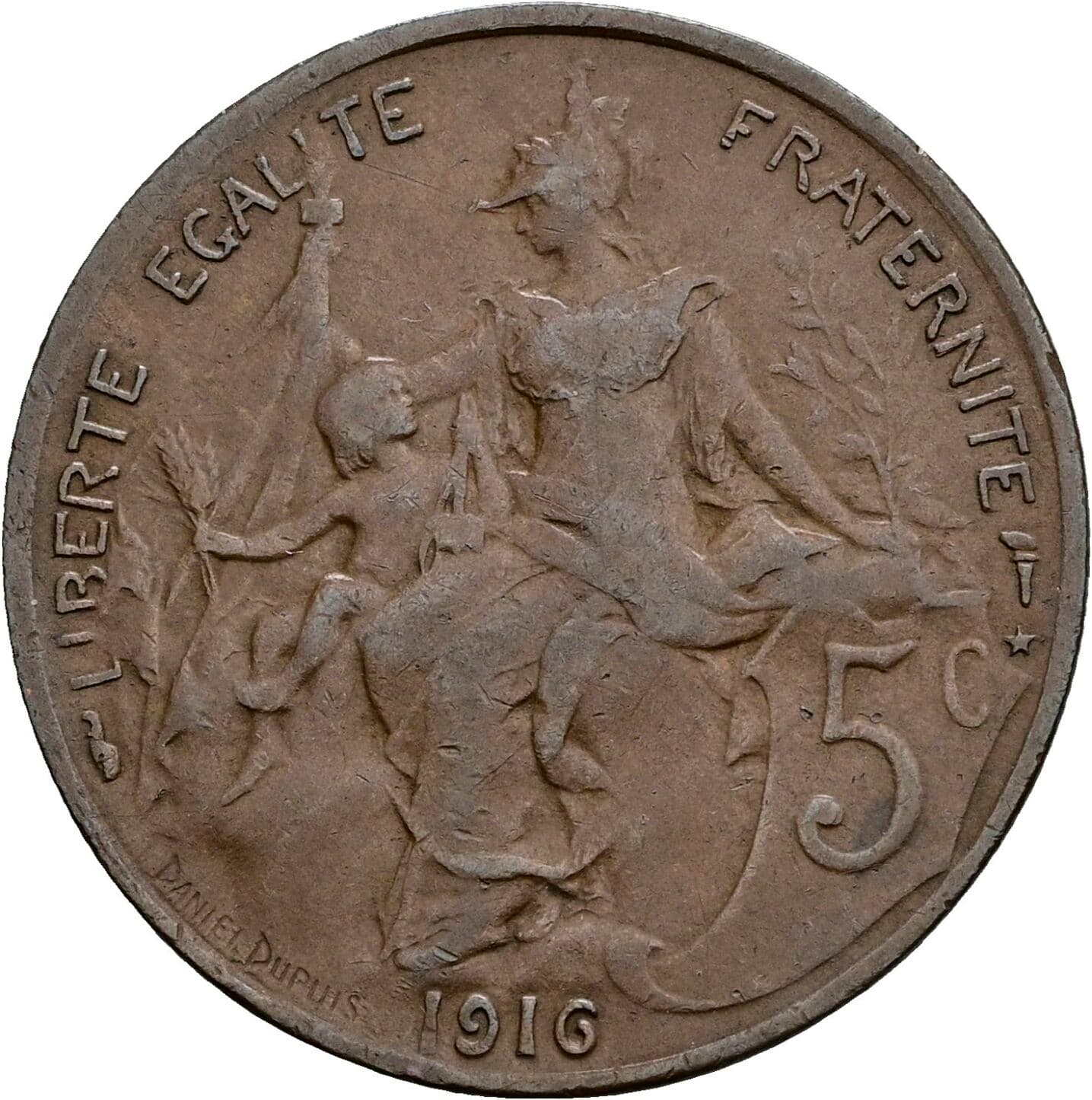 5 Centimes 1916 – Rückseite