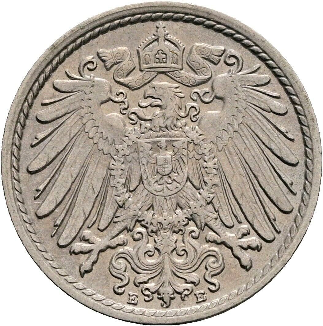 5 Pfennig 1912 E – Rückseite