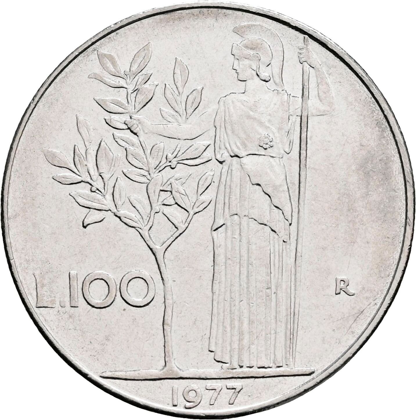 100 Lire 1977 – Rückseite