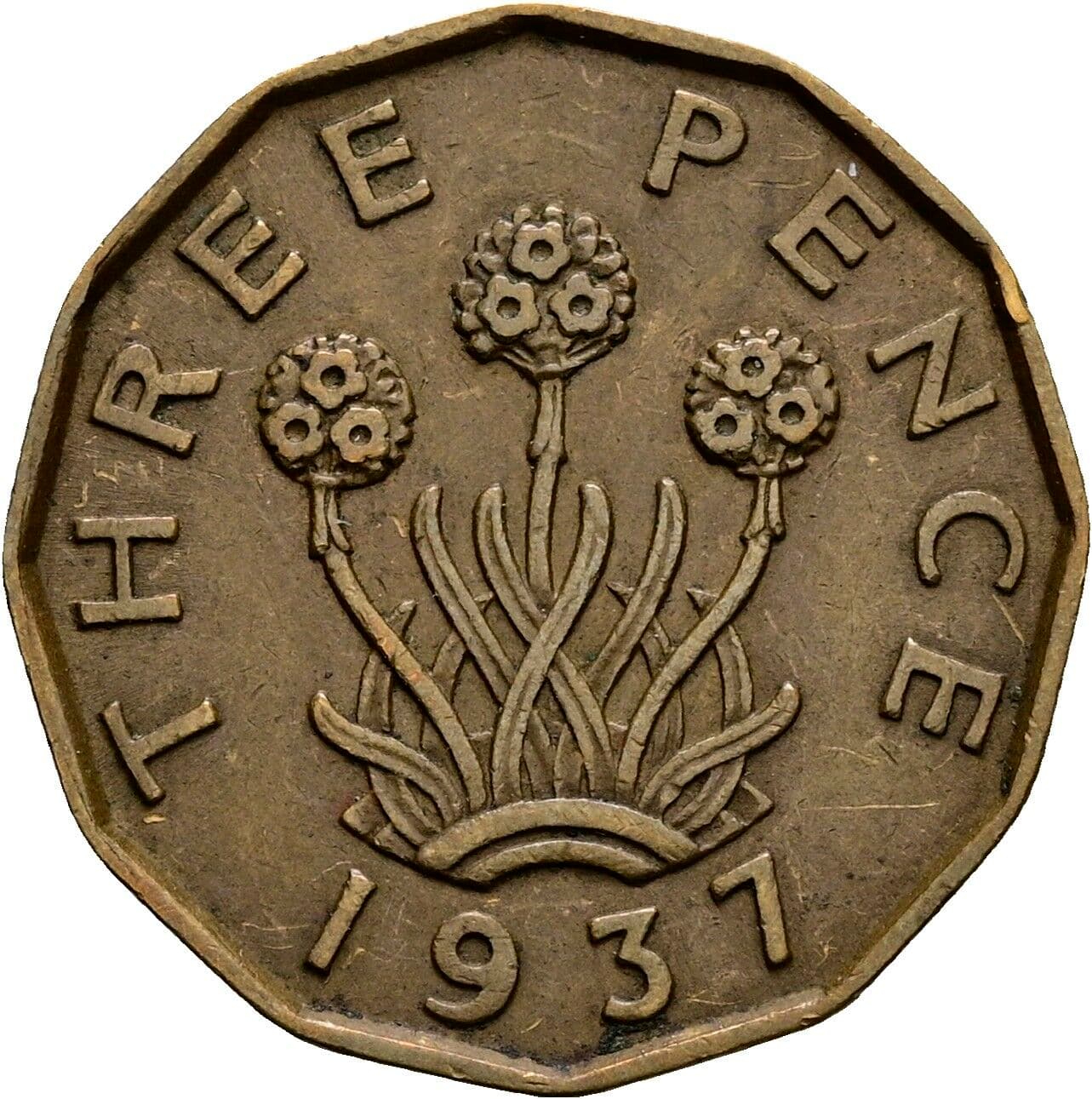 3 Pence George VI. 1936-1952 1937 – Rückseite