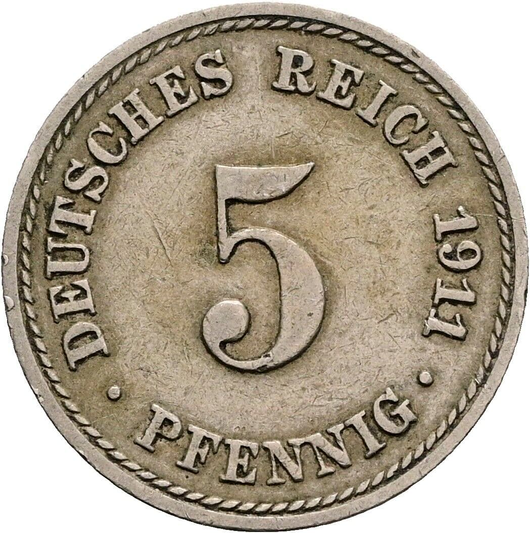 5 Pfennig 1911 A – Vorderseite
