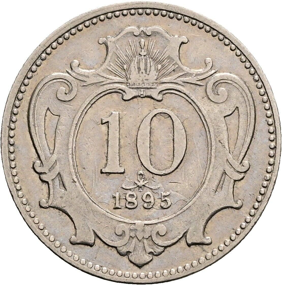10 Heller Franz Joseph I. 1848-1916 1895 – Vorderseite