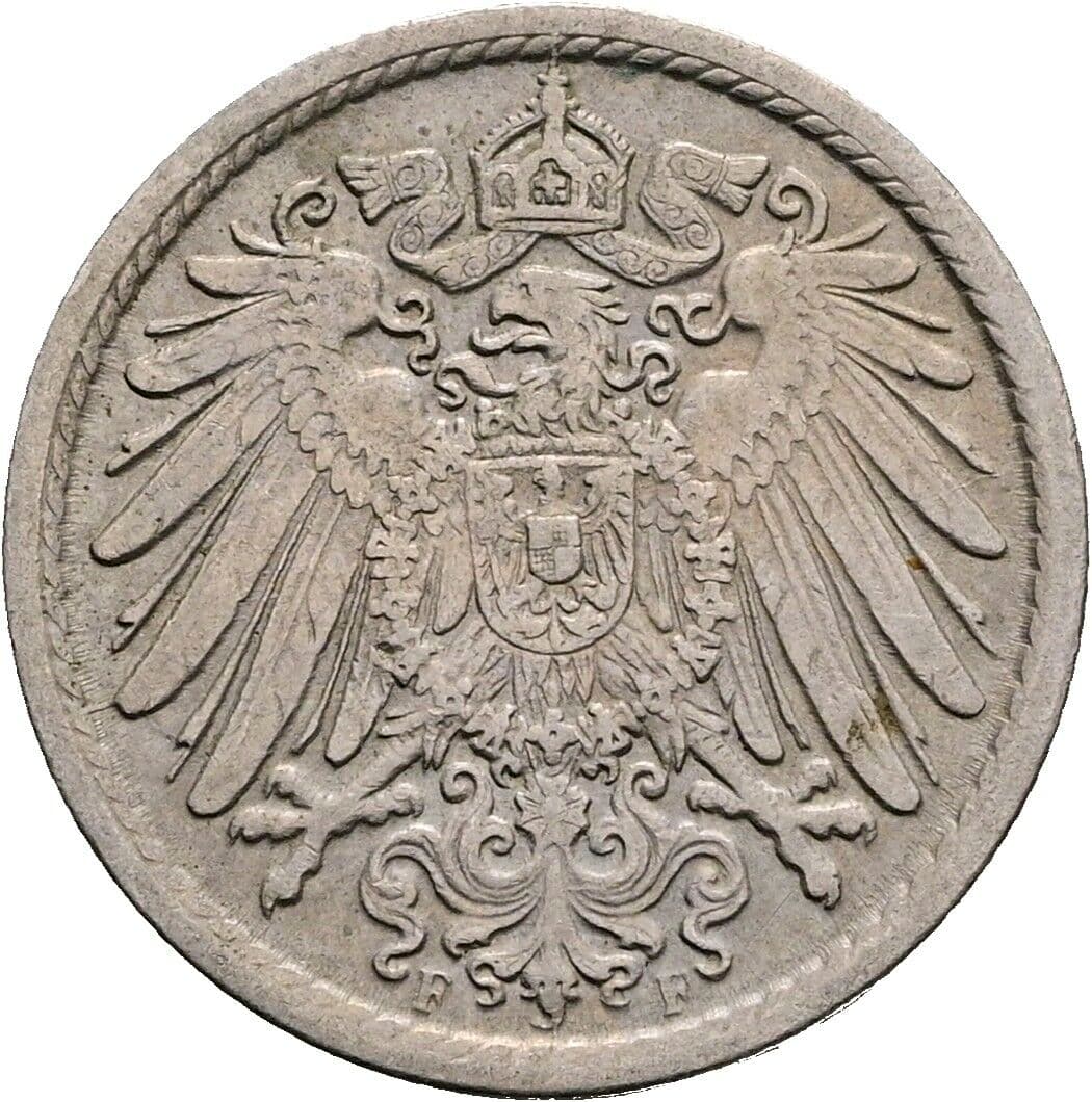 5 Pfennig 1908 F – Rückseite
