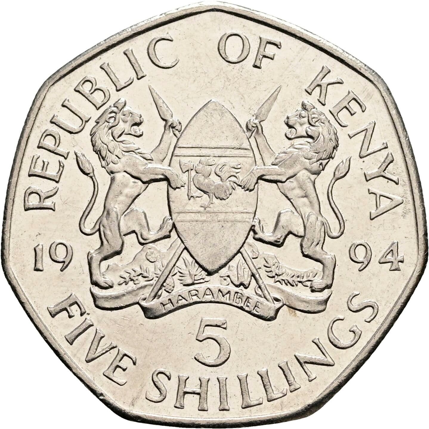 5 Shillings 1994 – Rückseite