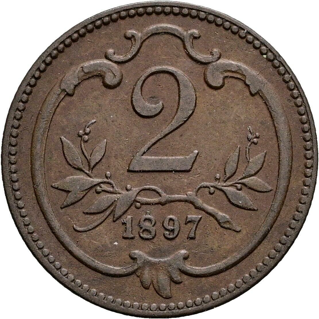 2 Heller Franz Joseph I. 1848-1916 1897 – Vorderseite