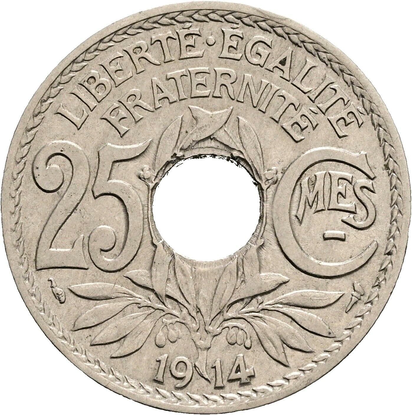 25 Centimes 1914 – Vorderseite
