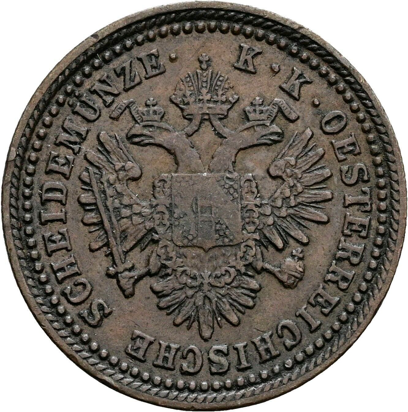 1 Kreuzer Franz Joseph I. 1848-1916 1851 A, Wien – Rückseite