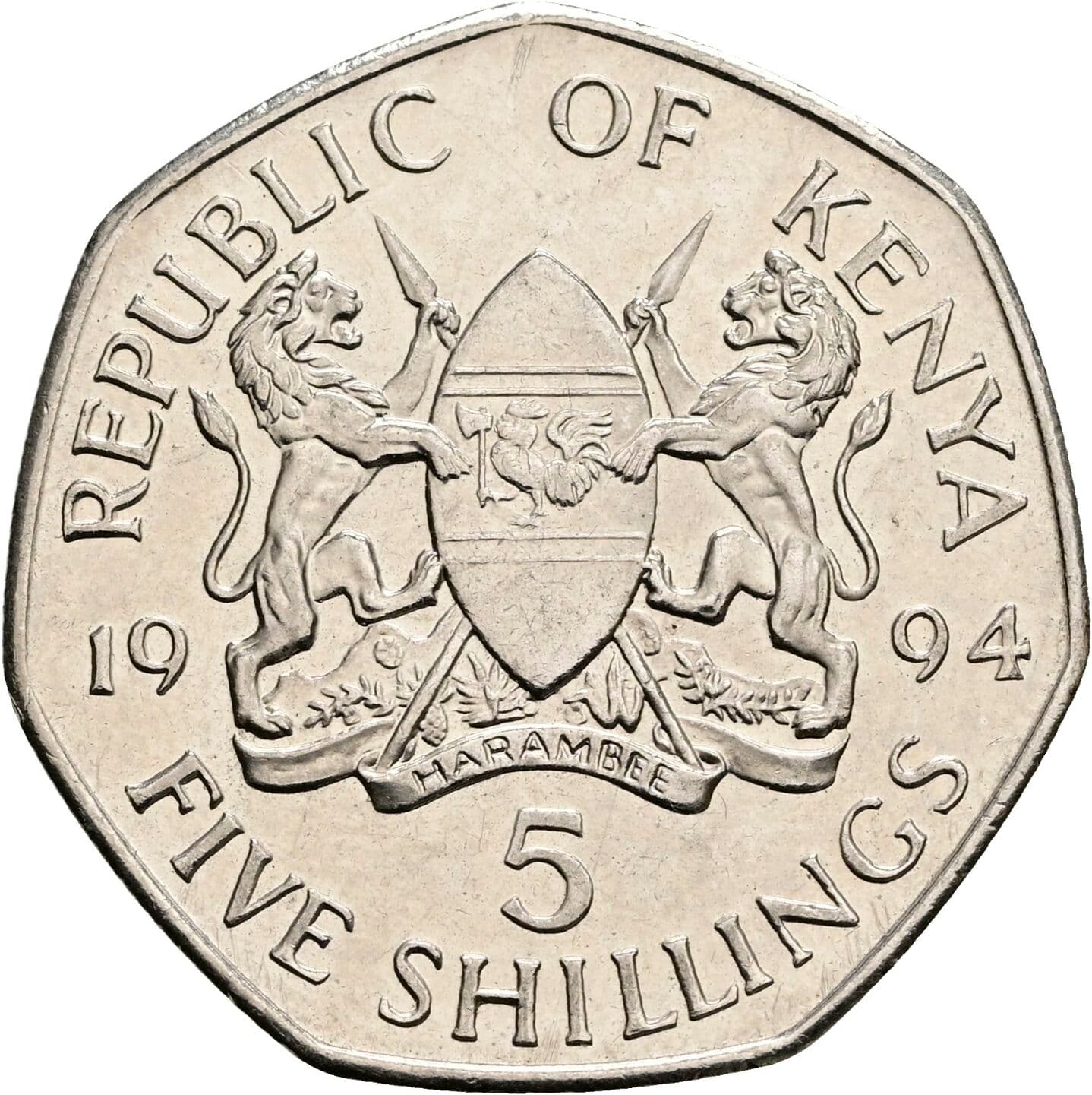 5 Shillings 1994 – Rückseite