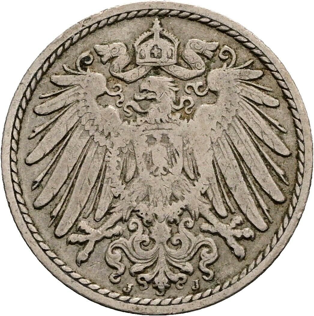 5 Pfennig 1907 J – Rückseite