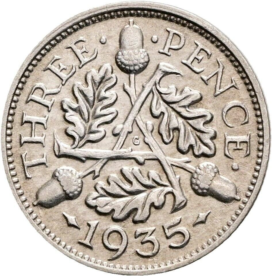 3 Pence Georg V. (1910-1936) 1935 – Rückseite