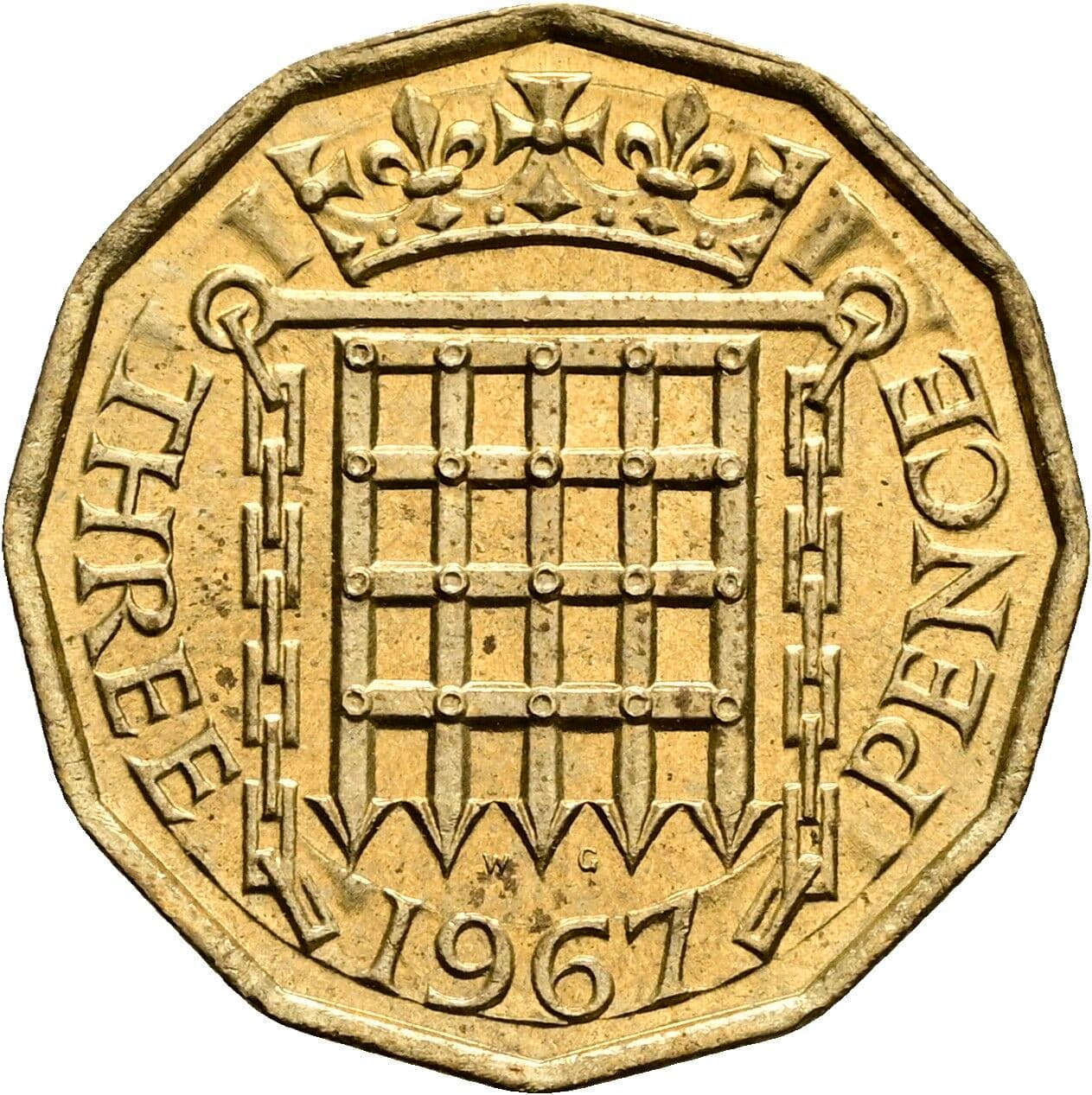 3 Pence Elisabeth II. 1952-2022 1967 – Rückseite