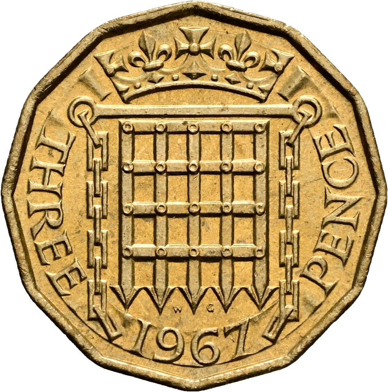 3 Pence Elisabeth II. 1952-2022 1967 – Rückseite