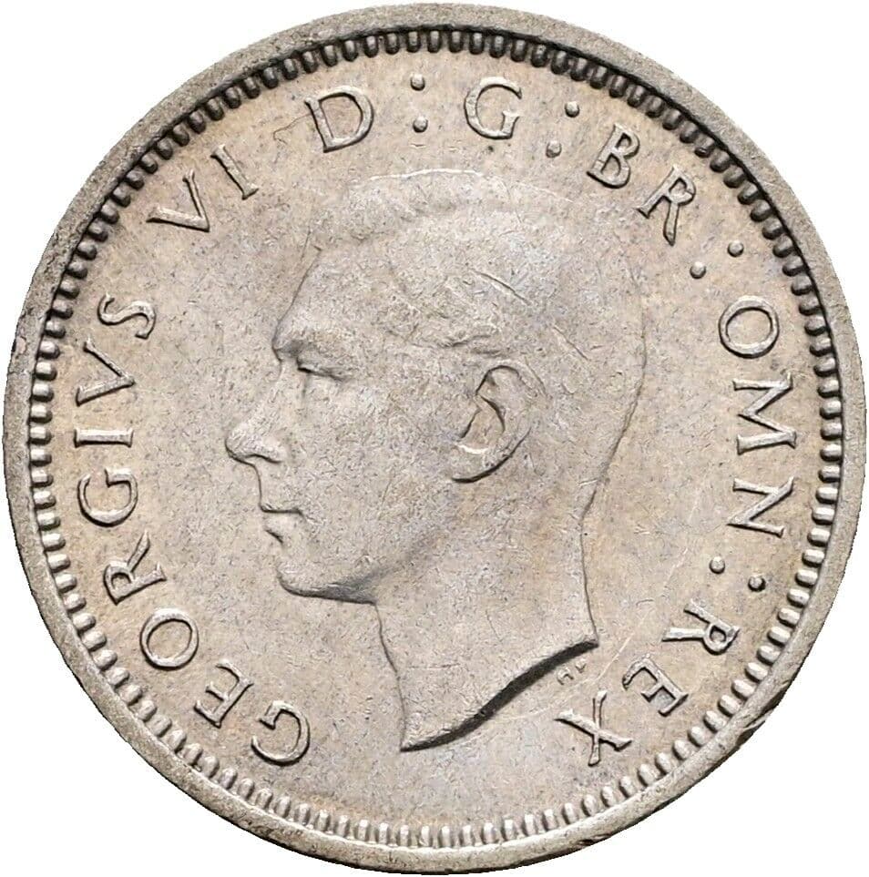 3 Pence Georg VI. (1936-1952) 1938 – Vorderseite