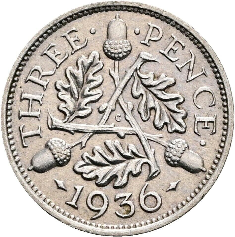 3 Pence Georg V. (1910-1936) 1936 – Rückseite