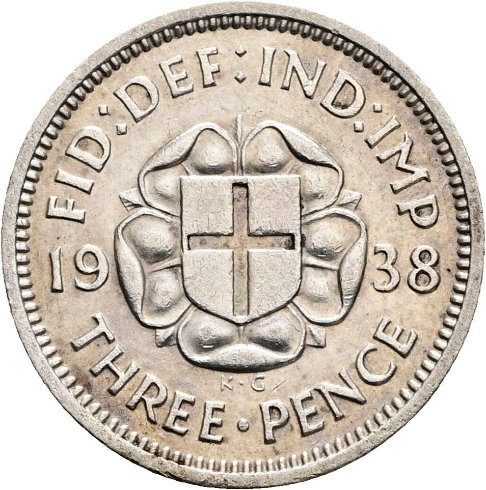 3 Pence Georg VI. (1936-1952) 1938 – Rückseite
