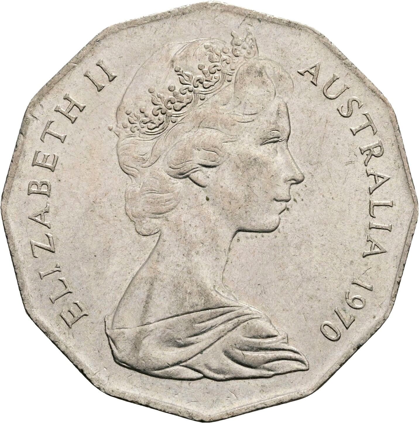 50 Cents Elisabeth II. 1952-2022 1970 – Rückseite