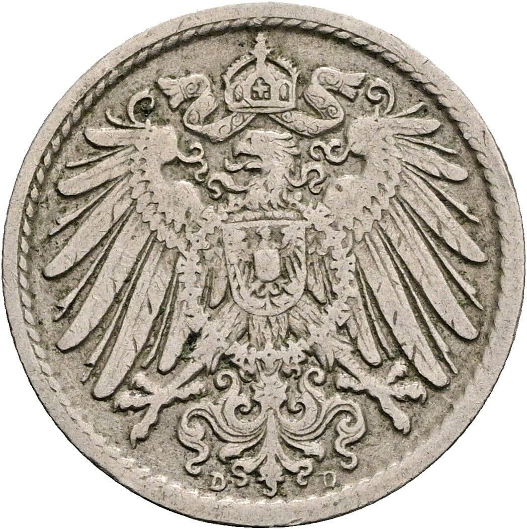 5 Pfennig 1905 D – Rückseite