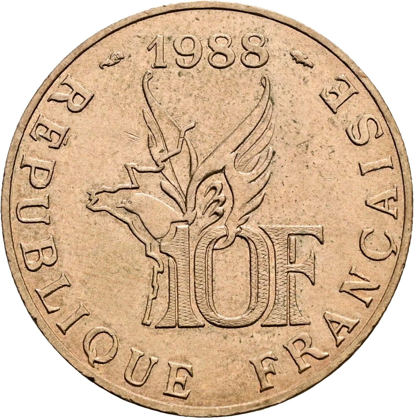 10 Francs 1988 – Rückseite