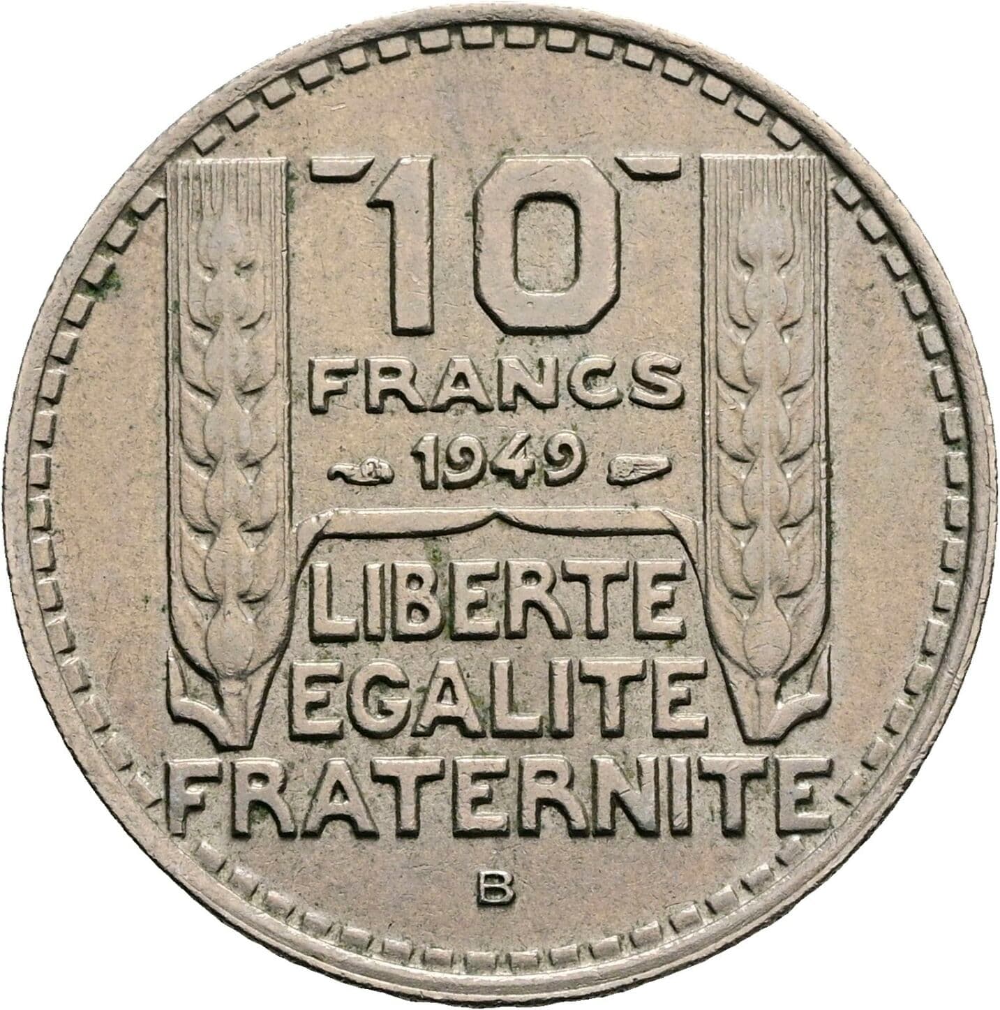 10 Francs 1949 – Rückseite