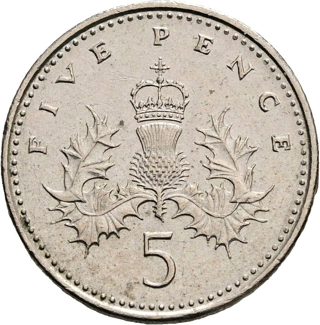5 Pence Elisabeth II. 1952-2022 1990 – Rückseite