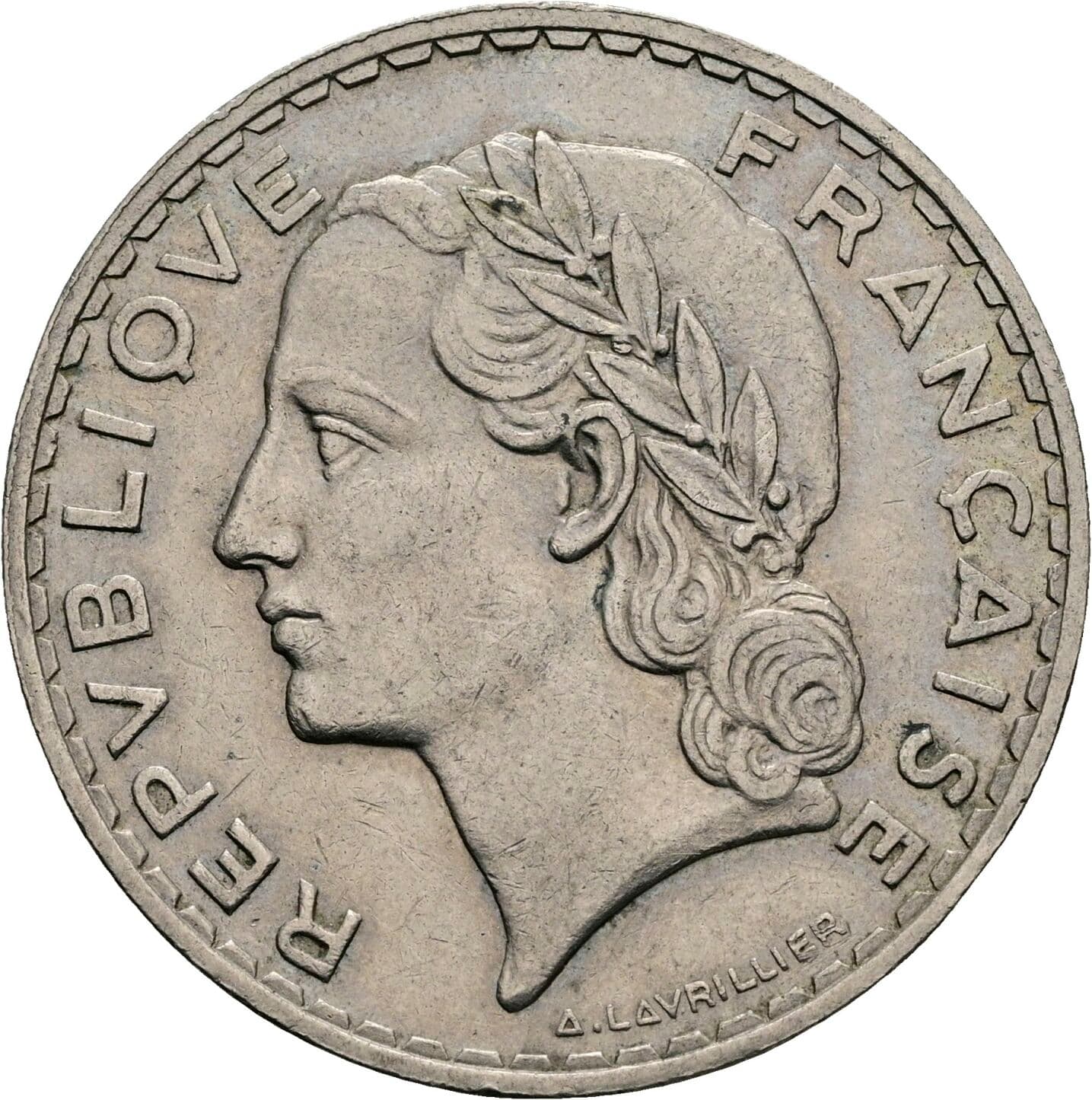 5 Francs 1933 – Rückseite