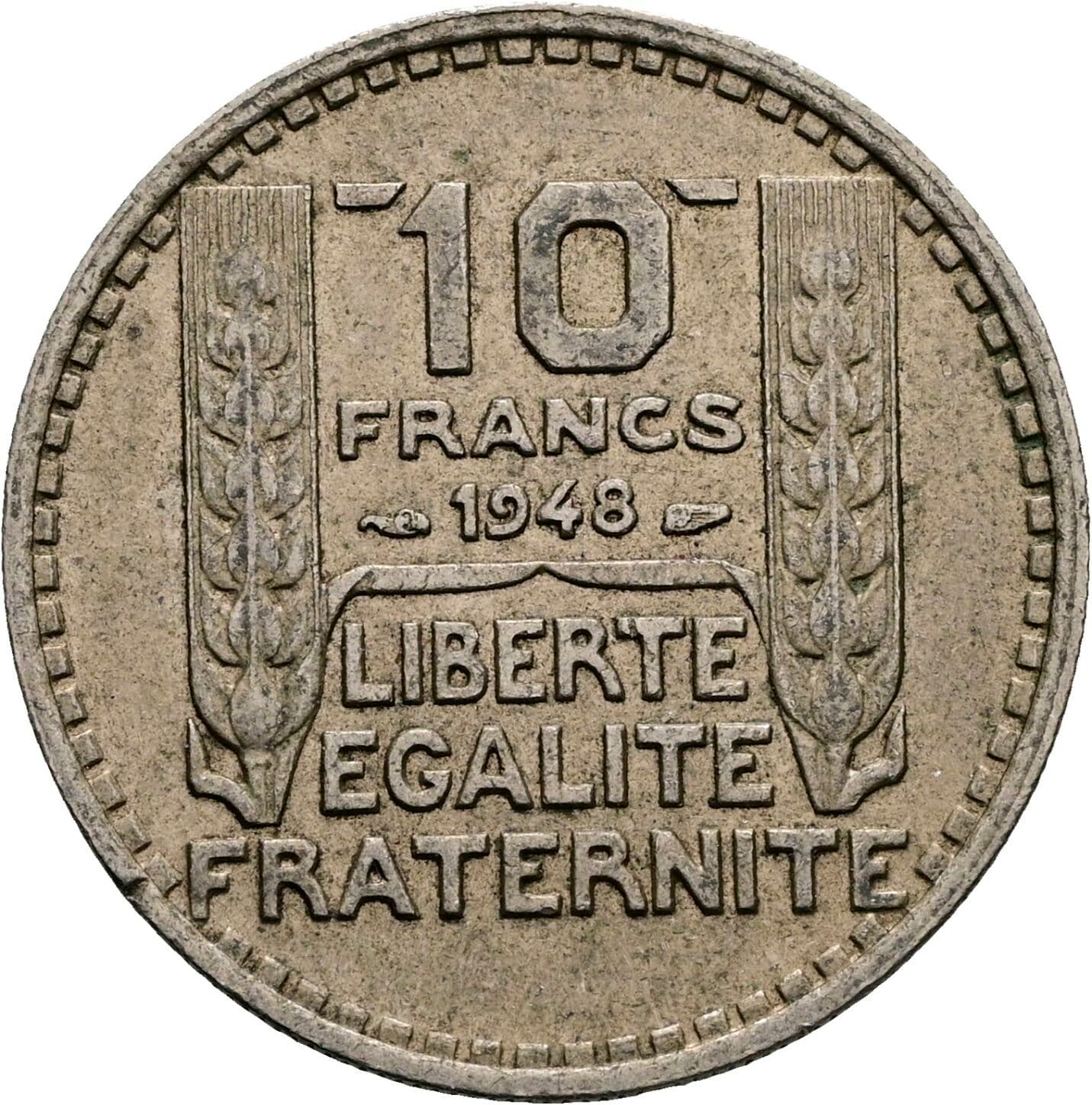 10 Francs 1948 – Rückseite
