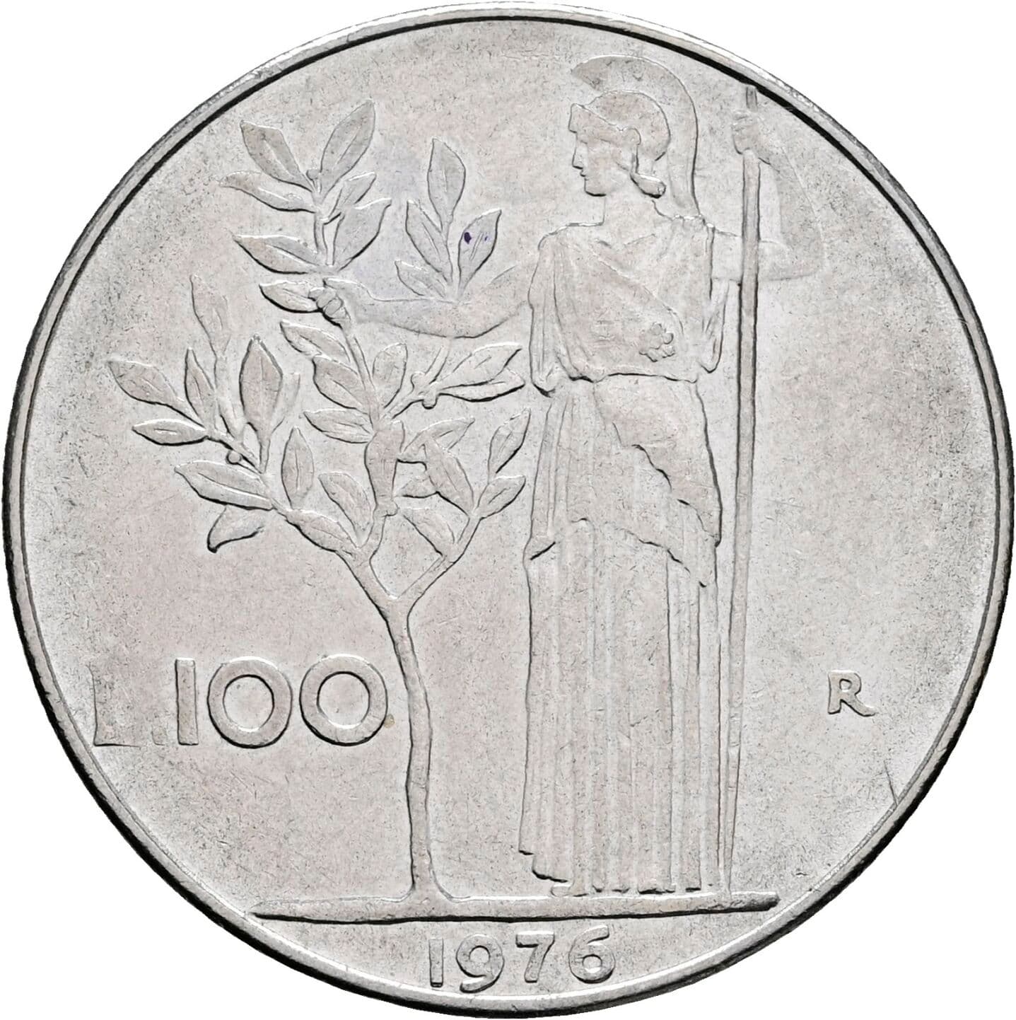 100 Lire 1976 – Rückseite
