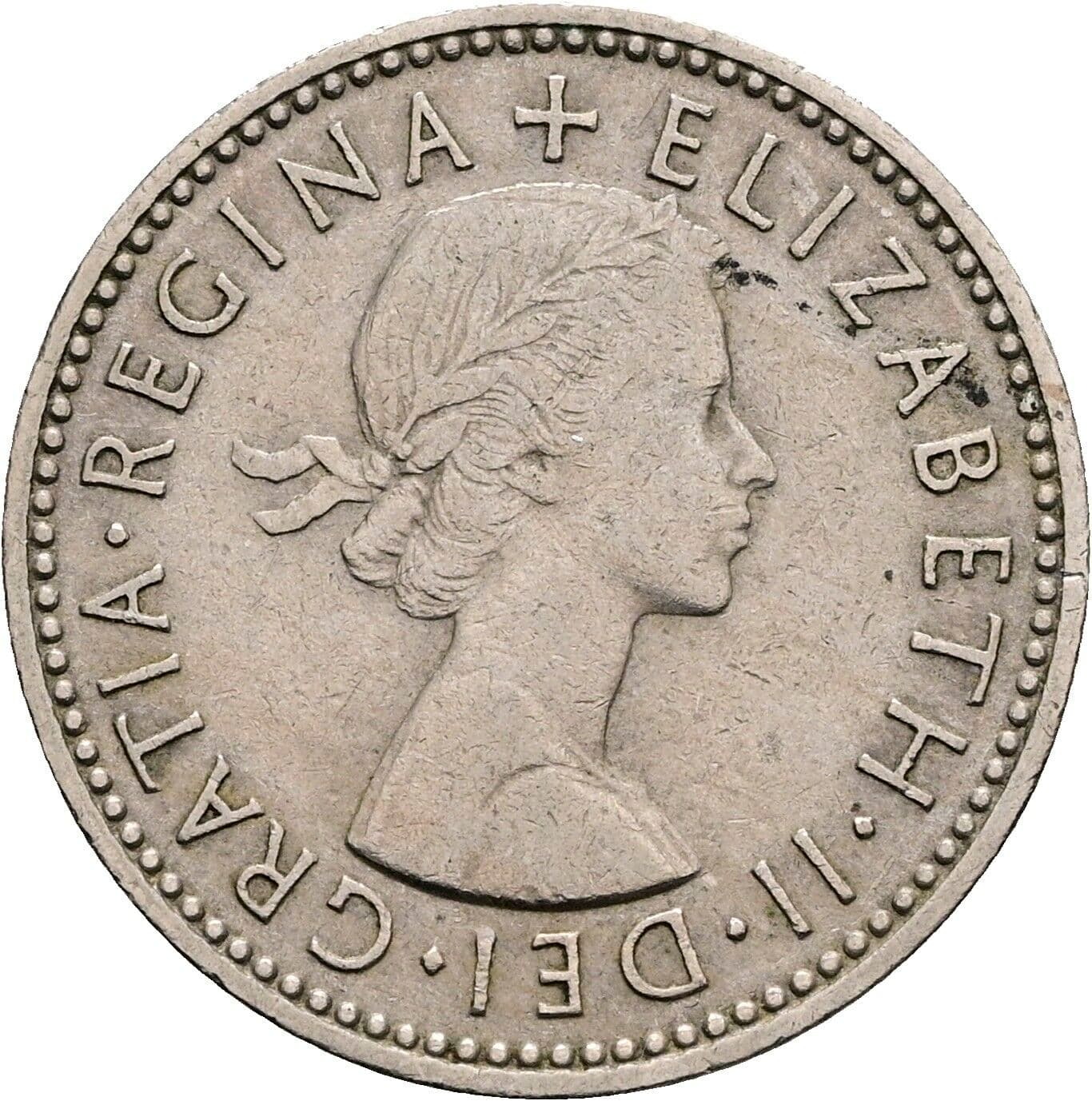 1 Shilling Elisabeth II. 1952-2022 1957 – Vorderseite