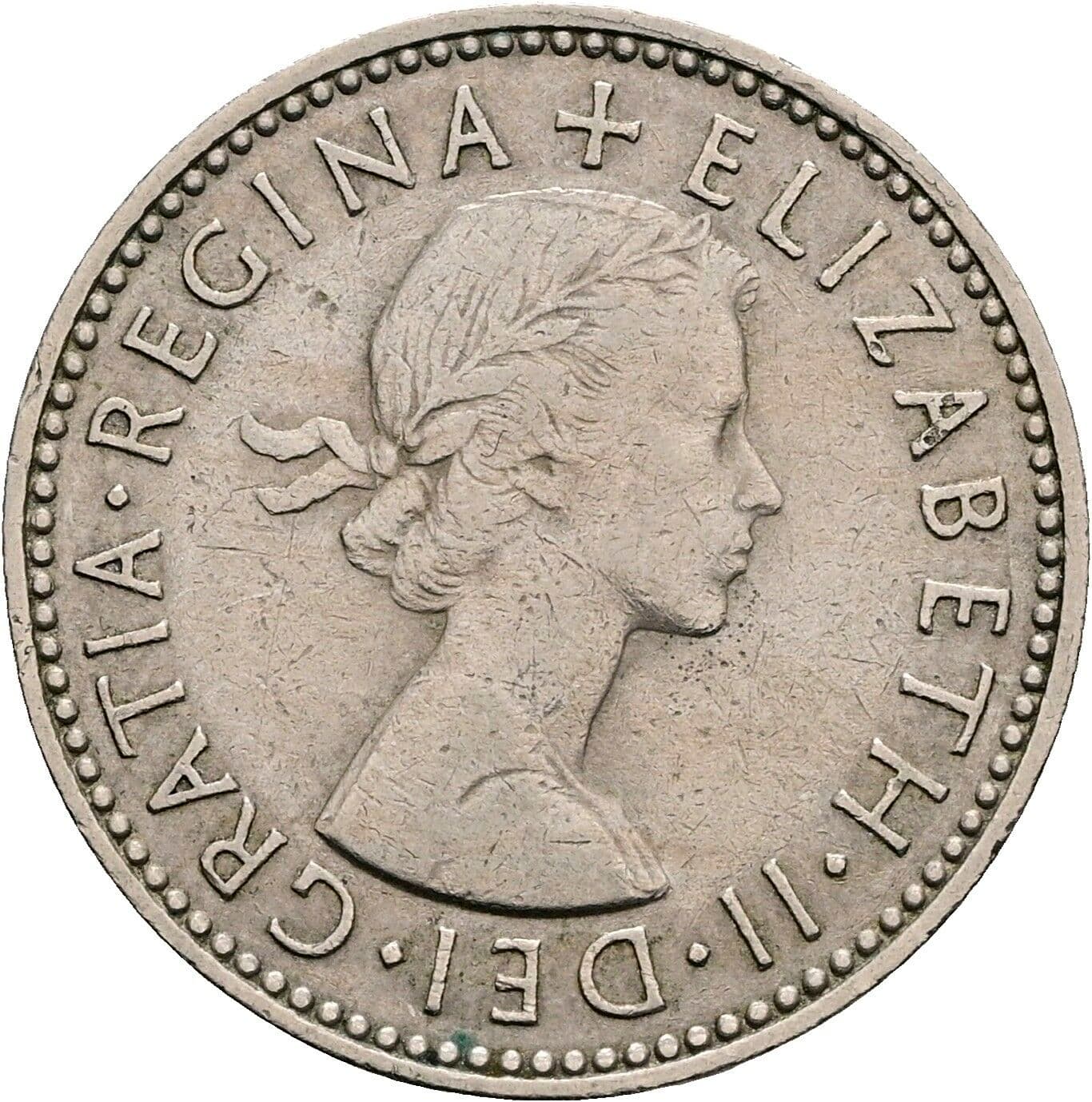 1 Shilling Elisabeth II. 1952-2022 1958 – Vorderseite