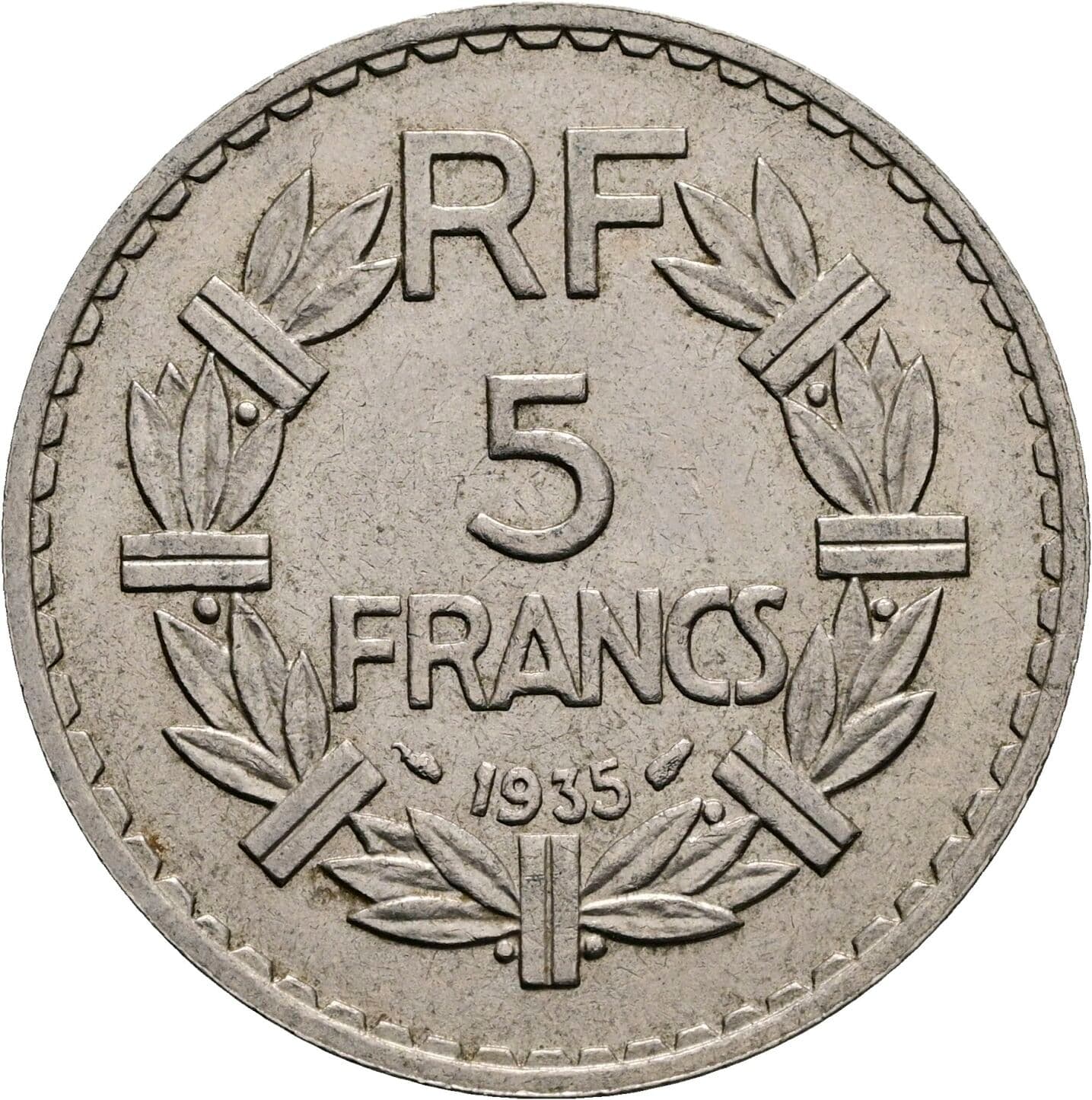 5 Francs 1935 – Vorderseite