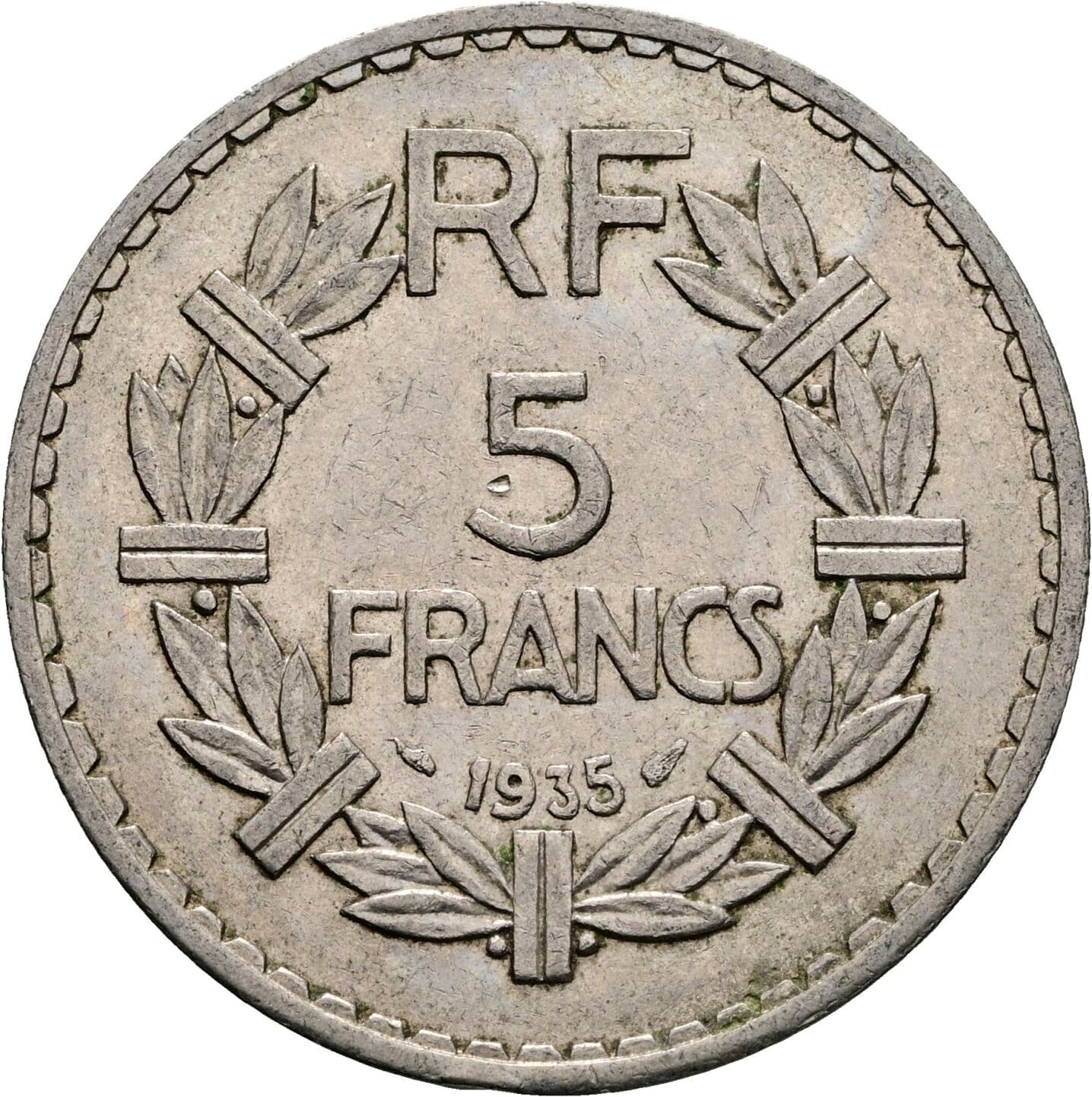 5 Francs 1935 – Vorderseite