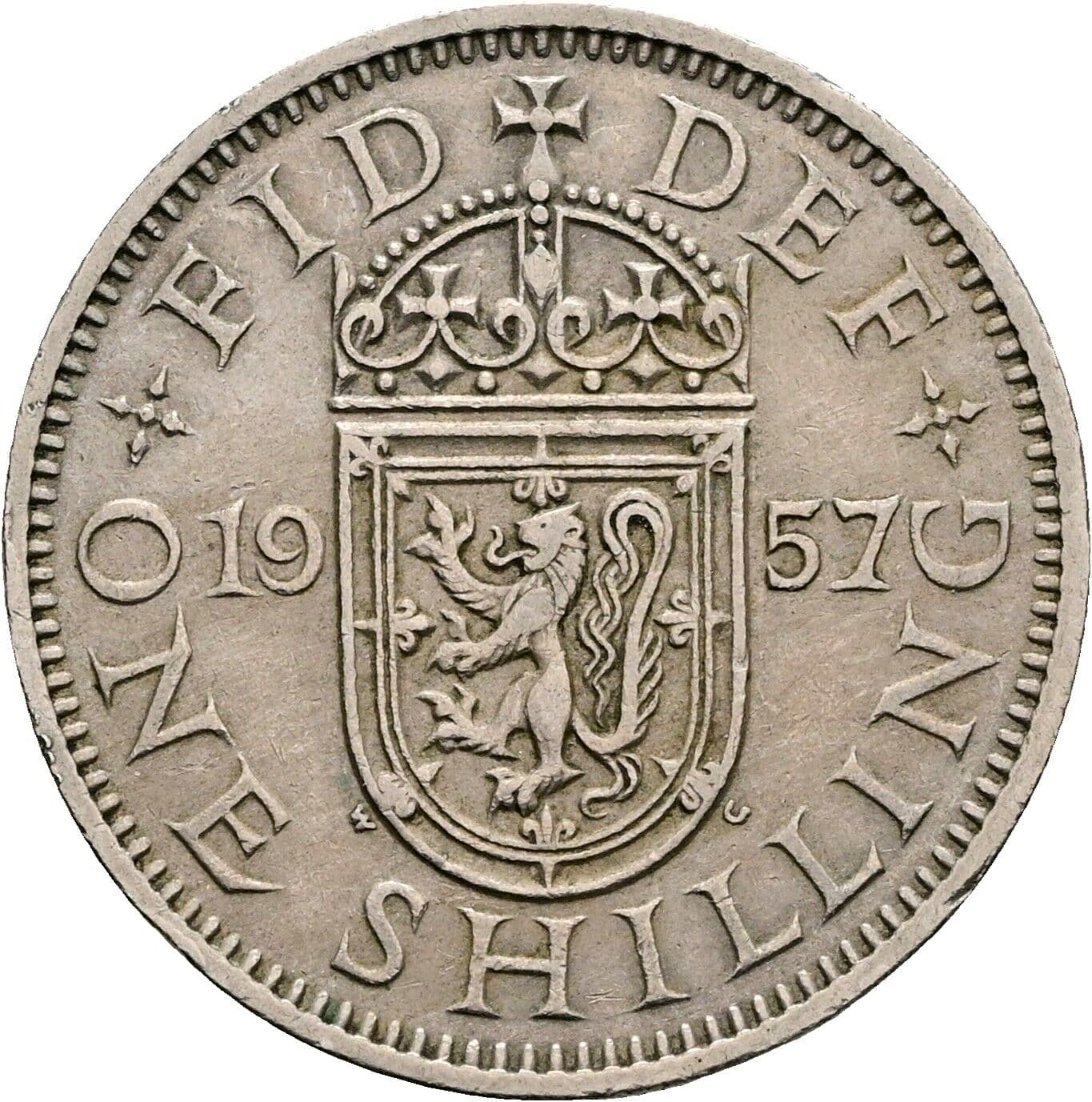 1 Shilling Elisabeth II. 1952-2022 1957 – Rückseite