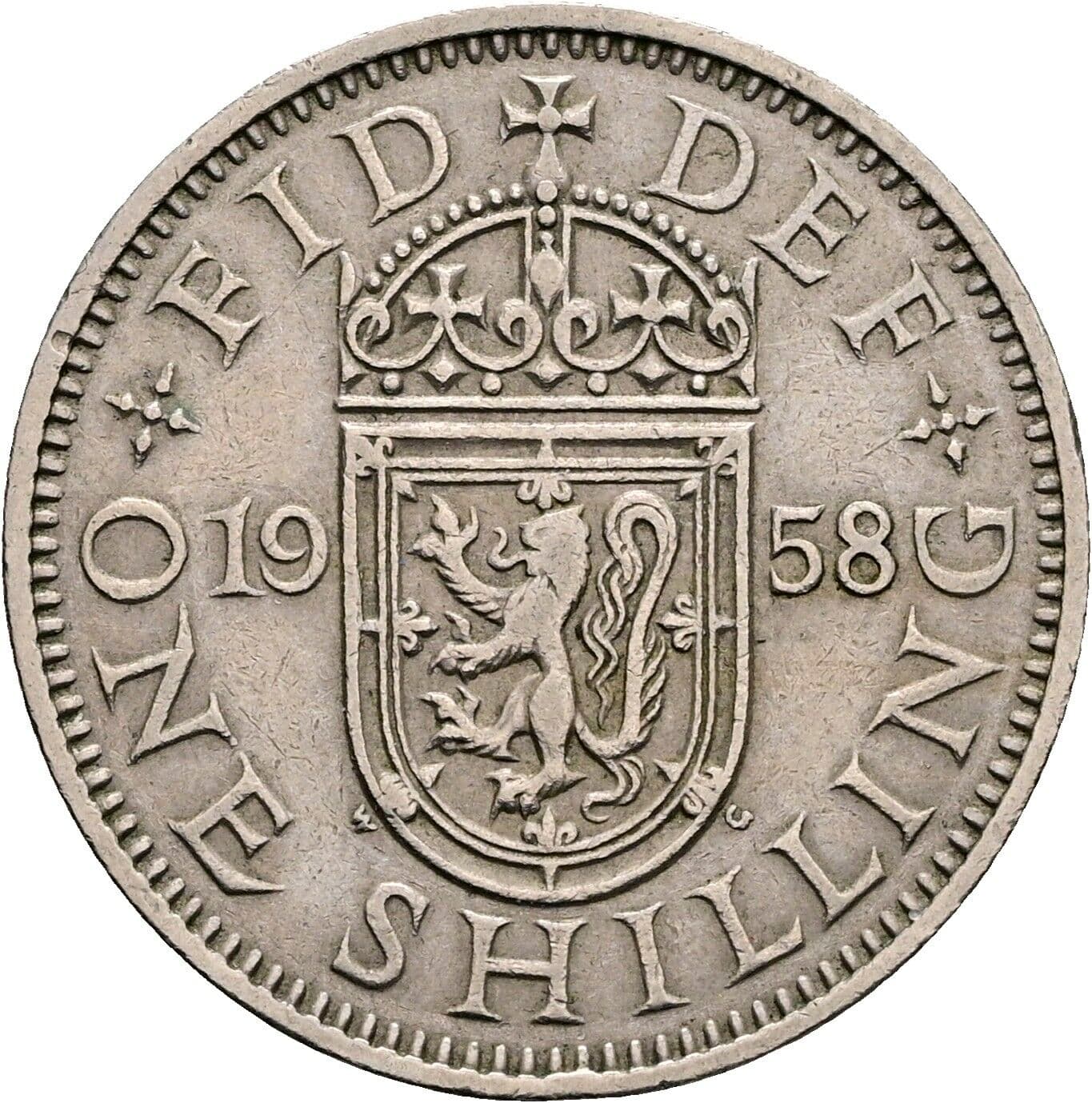 1 Shilling Elisabeth II. 1952-2022 1958 – Rückseite