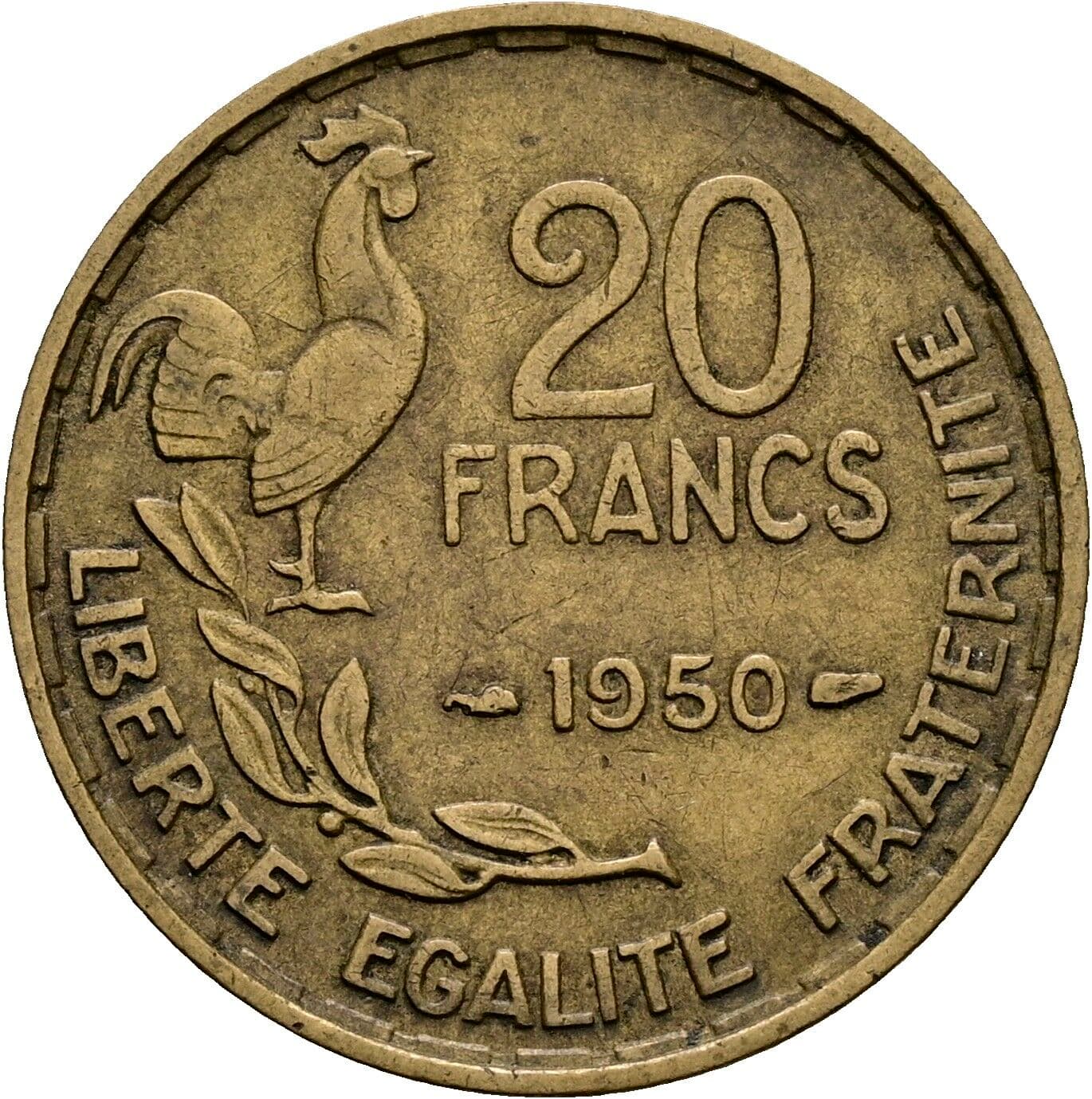 20 Francs 1950 – Rückseite
