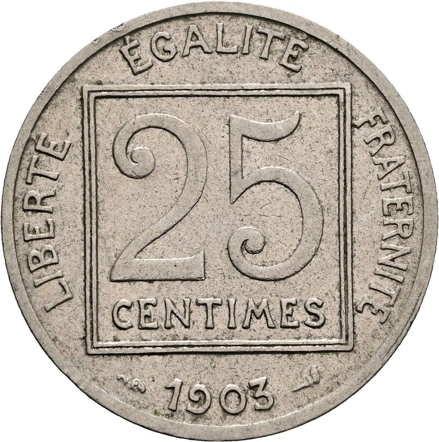 25 Centimes 1903 – Vorderseite