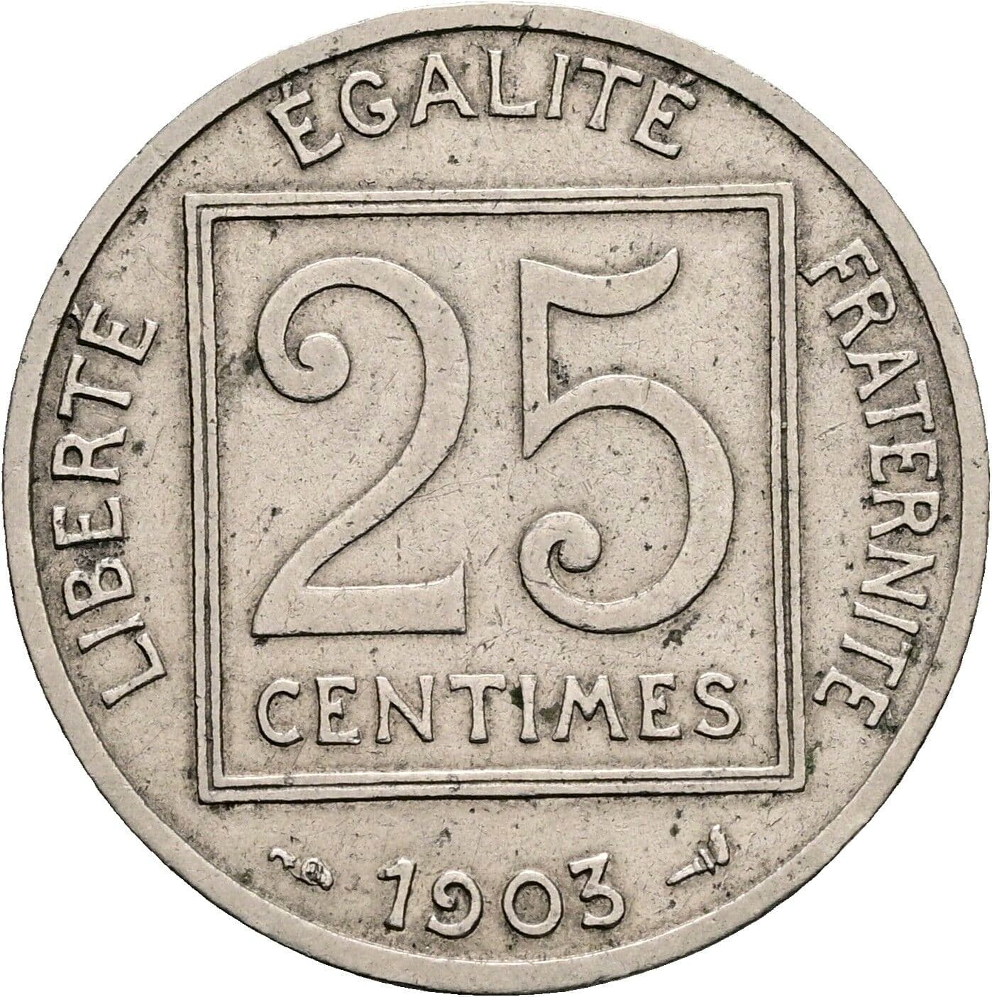 25 Centimes 1903 – Vorderseite