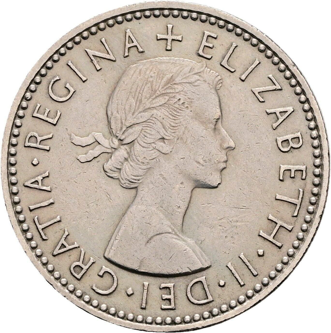 1 Shilling Elisabeth II. 1952-2022 1958 – Vorderseite