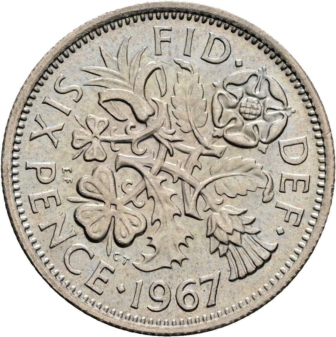 6 Pence Elisabeth II. 1952-2022 1967 – Rückseite