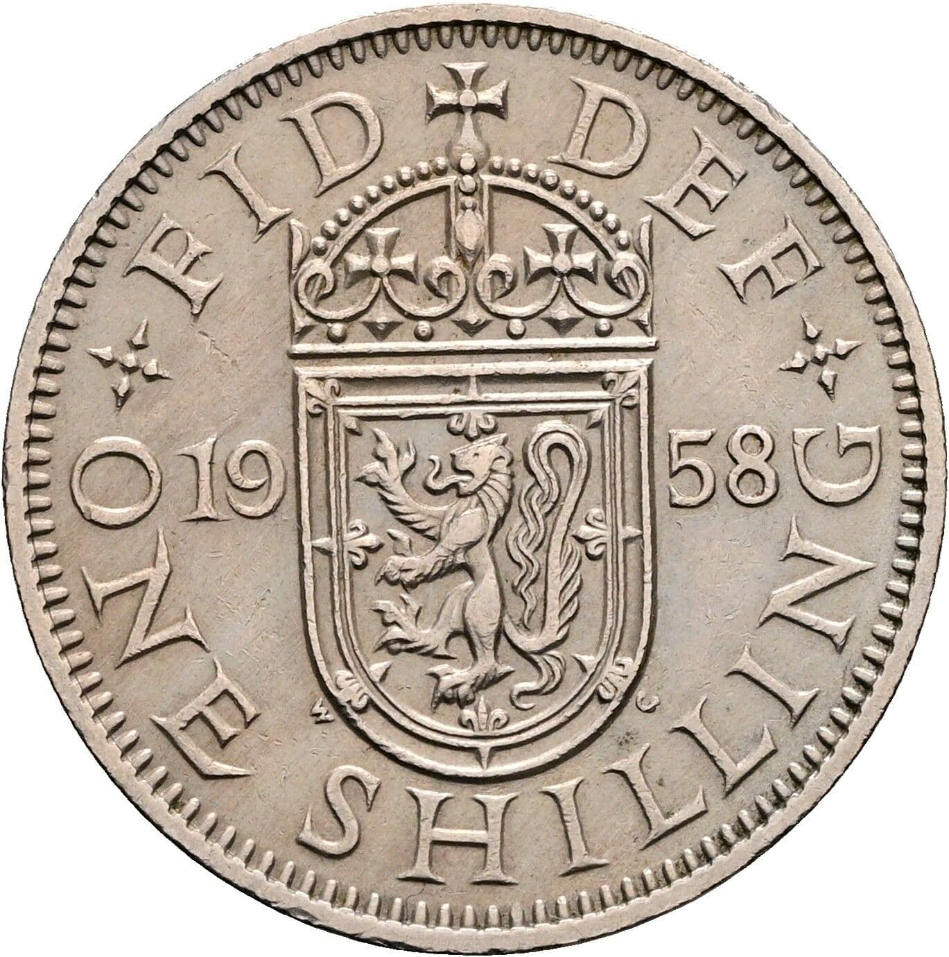 1 Shilling Elisabeth II. 1952-2022 1958 – Rückseite