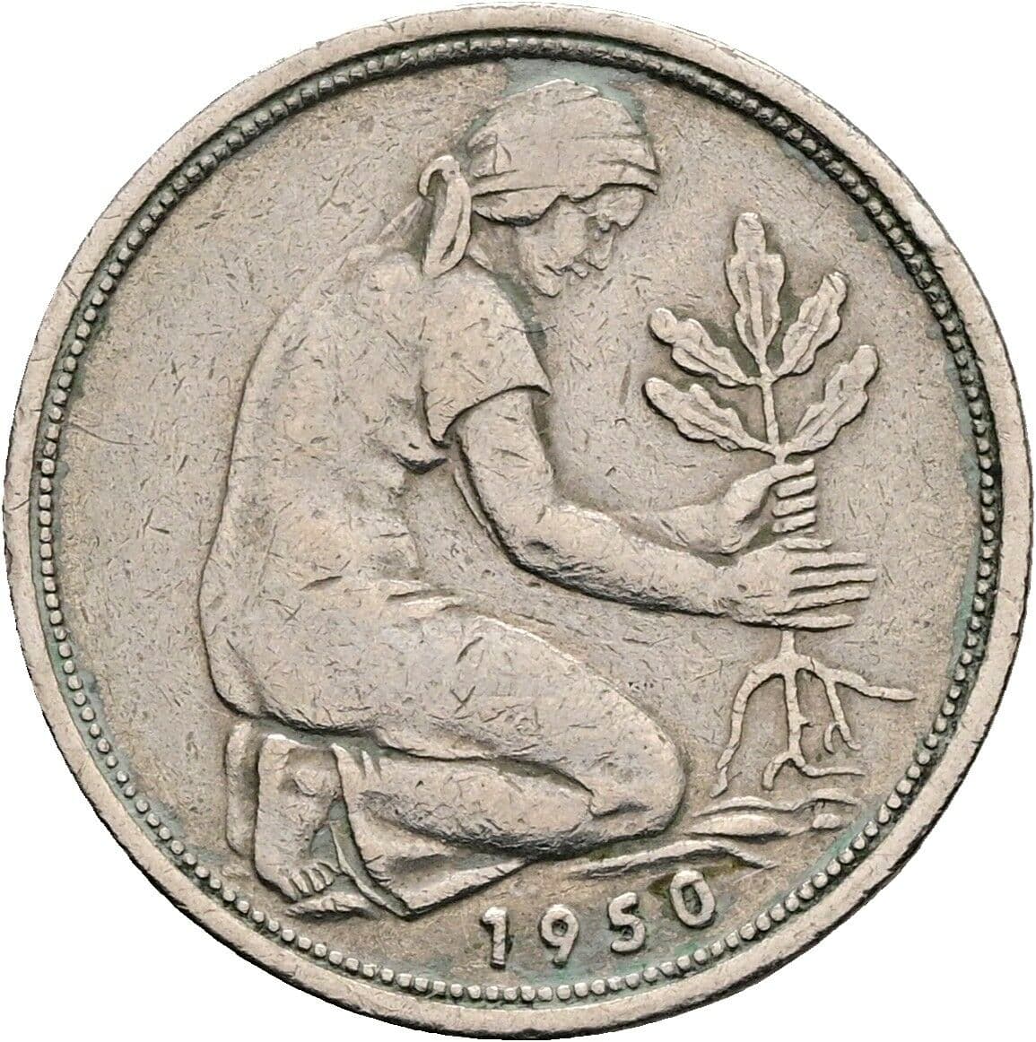 50 Pfennig 1950 D – Vorderseite