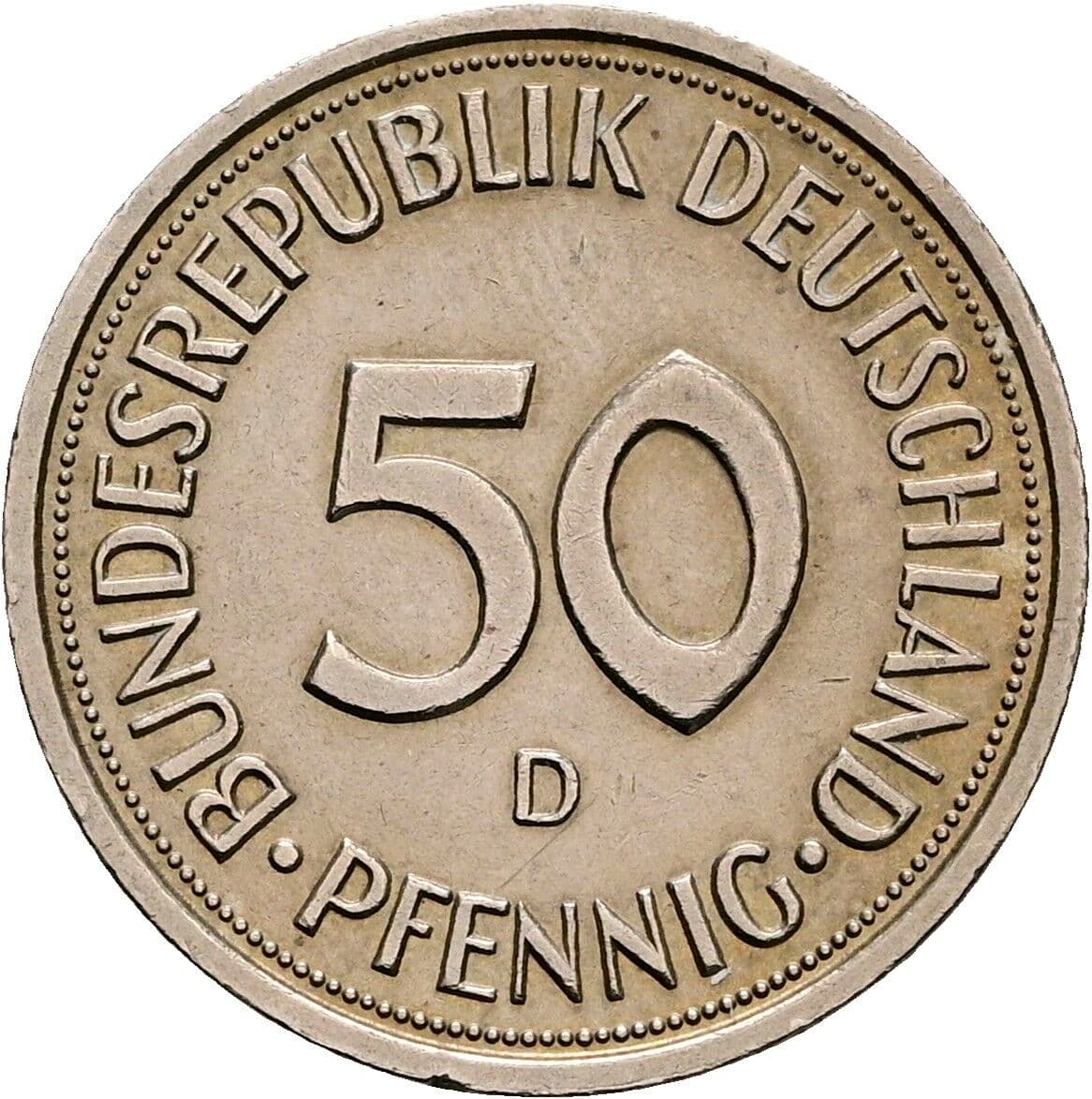 50 Pfennig 1983 D – Vorderseite
