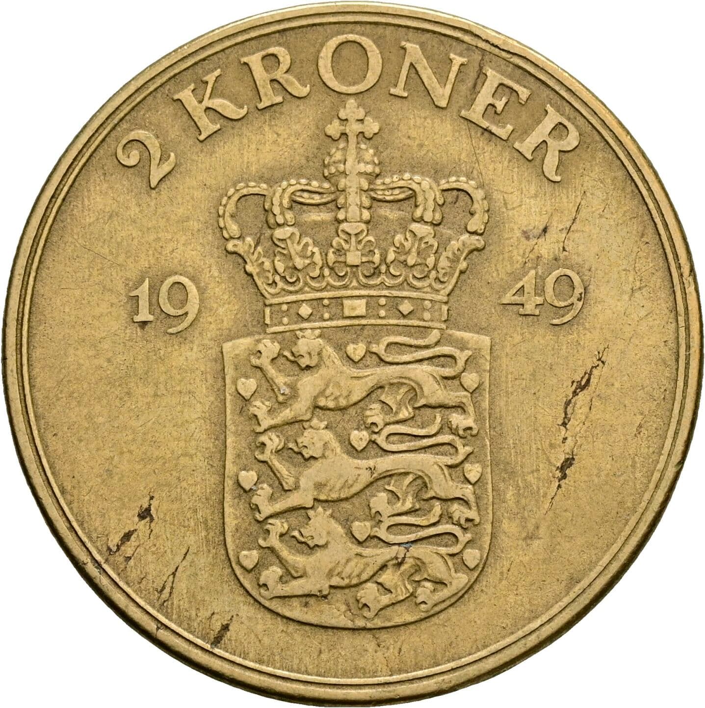 2 Kroner Frederick IX (1947 - 1972) 1949 – Rückseite
